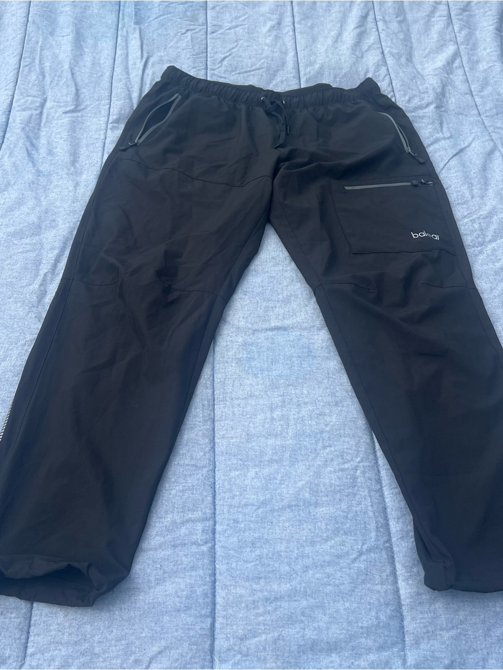 Baleaf Black Lightweight Hiking Outdoor Cargo Pants Reflective Strip at Ankles